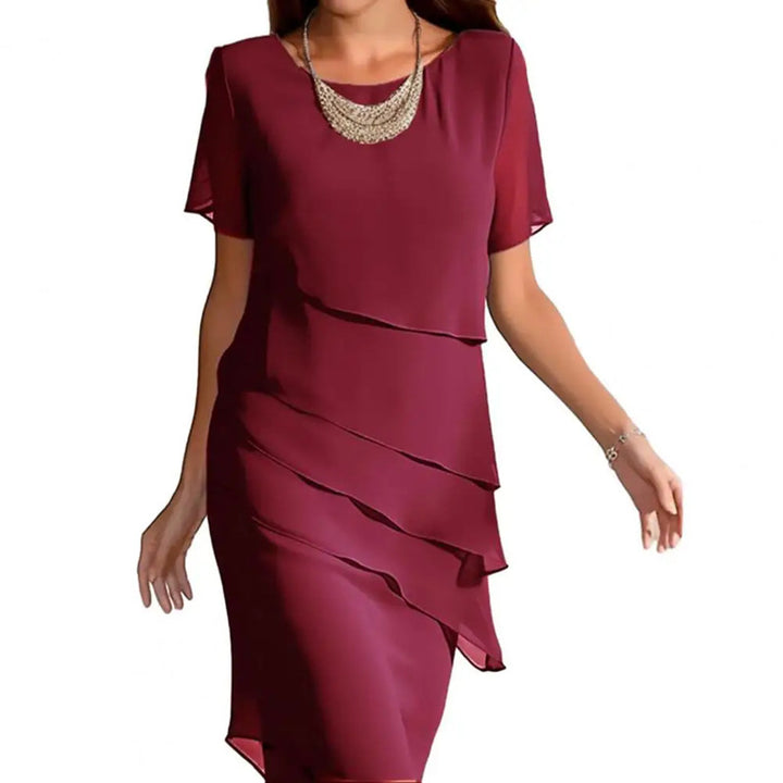 Damer elegant omslagskjole med lagdelte volanger og høj kvalitets chiffon Stilla