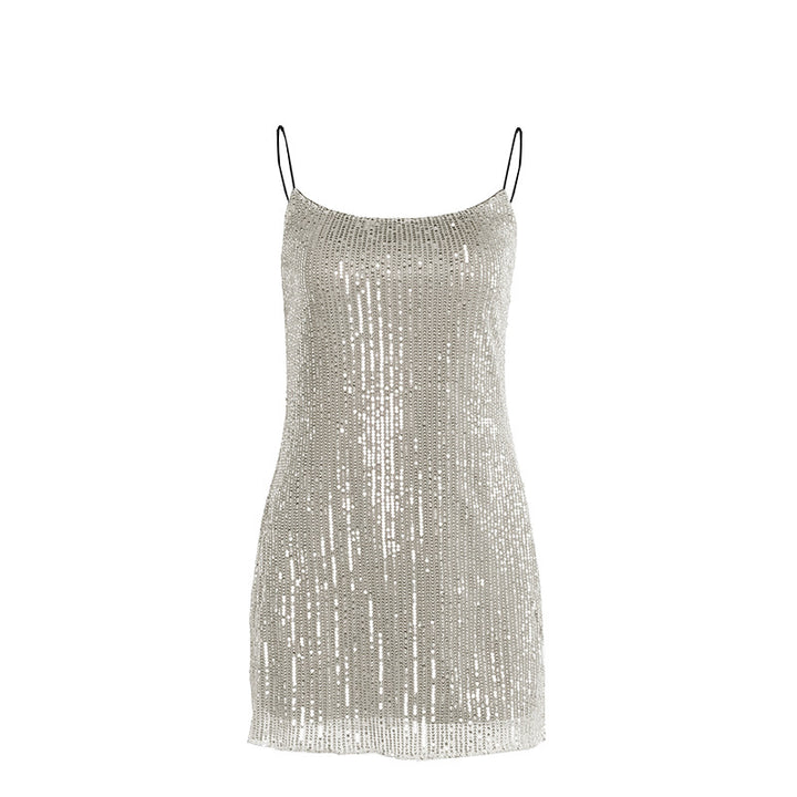 Dame Pailletter Slip Mini Kjole Stilla