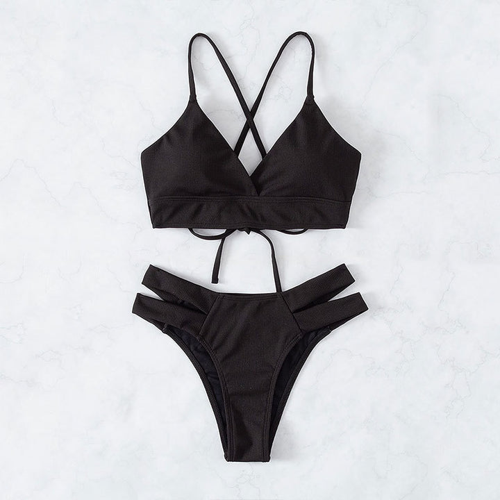 Dame triangel-bikini med raffinerede stropper og elegant snit Skovae