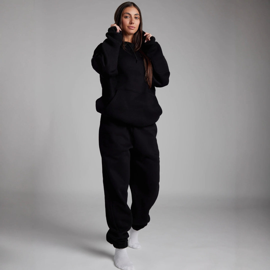 Kvinders hyggelige hoodie med integreret sovemaske Skovae