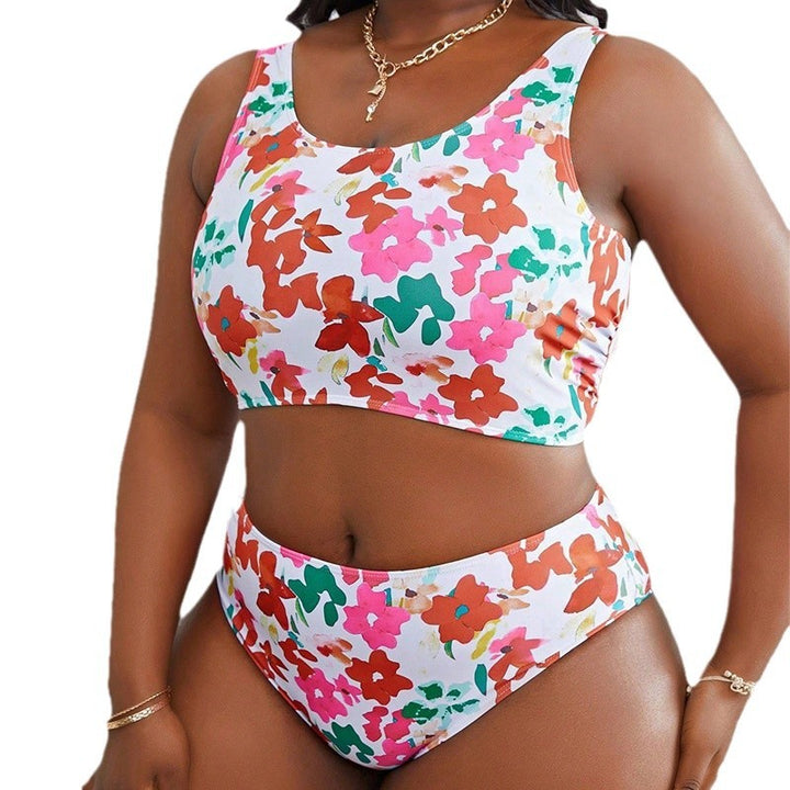 Dame bikini sæt med høj talje skæring og blomstret design Skovae