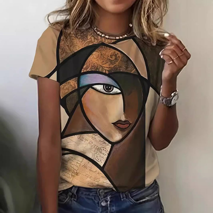 Dame Kunstnerisk Grafik T-Shirt Stilla