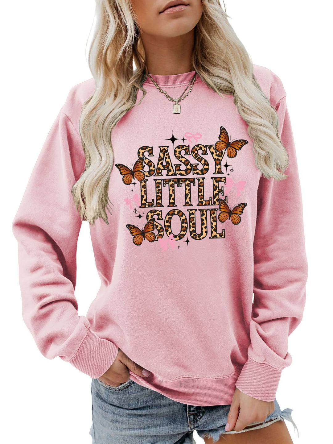 Kvinders sweatshirt med kunstnerisk sommerfugledesign Stilla