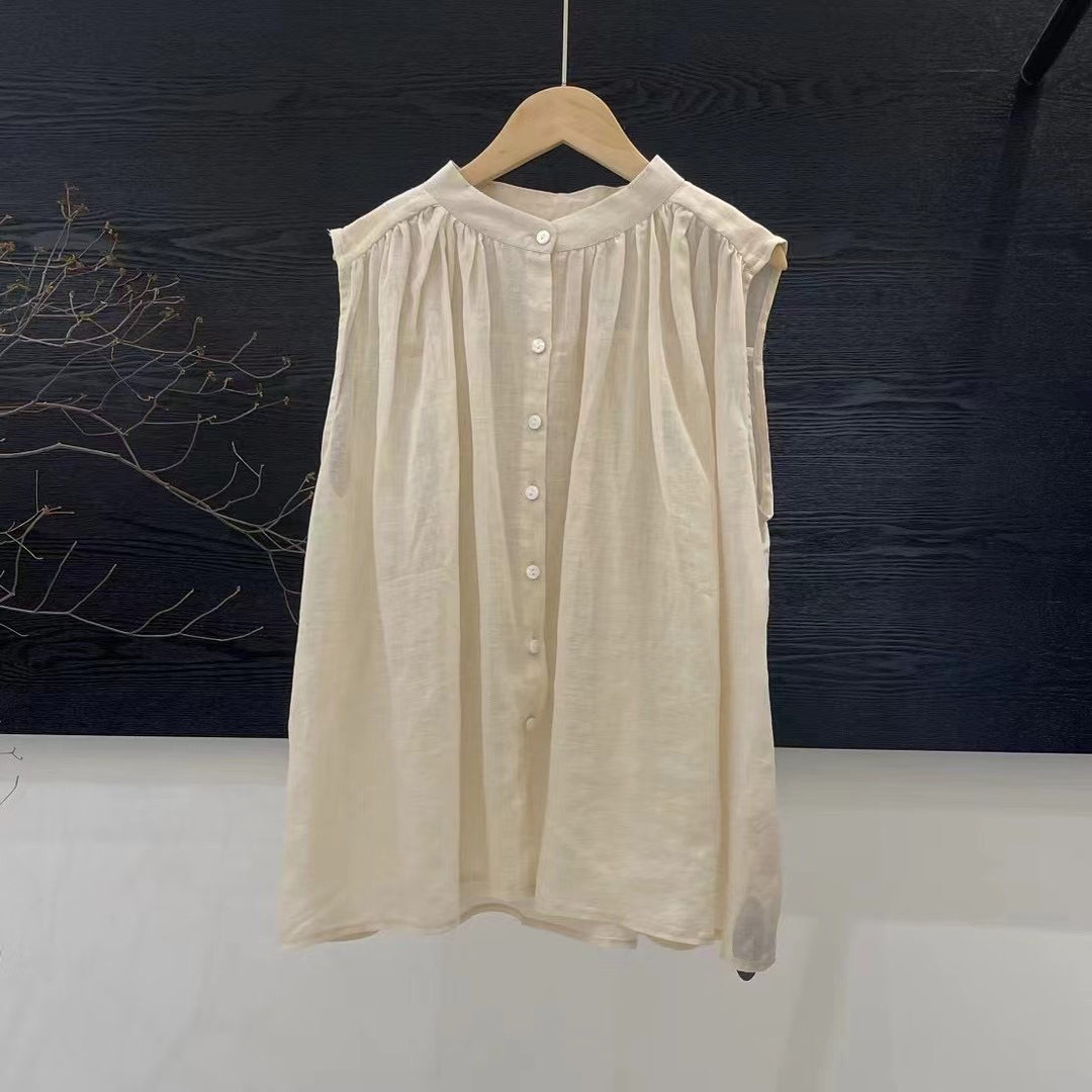Femme Let Button-Up Bluse med Flydende Ærmer Stilla