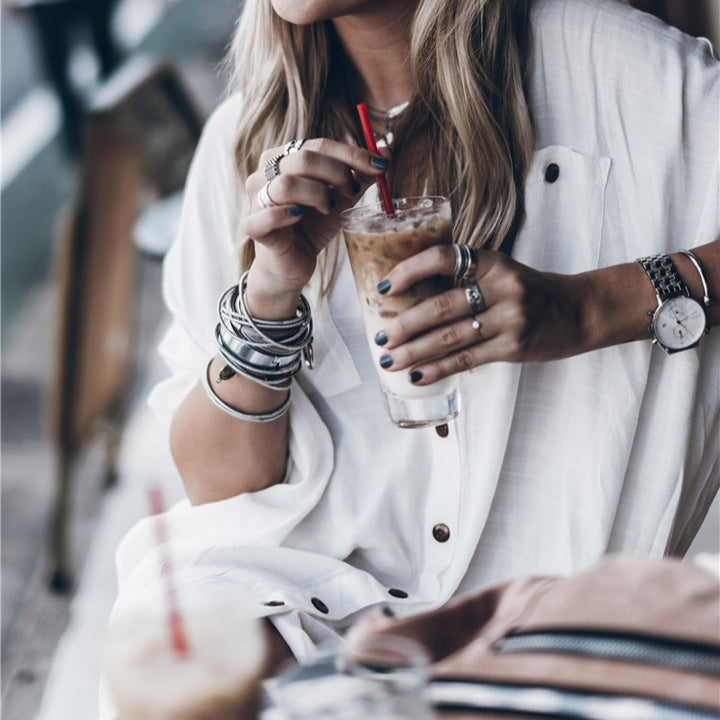 Dame Oversized Skjortebluse i let, åndbart stof Stilla