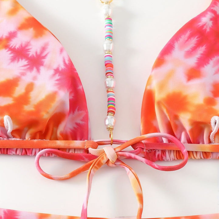 Dame triangel-bikini med moderne bindebånd-design Skovae