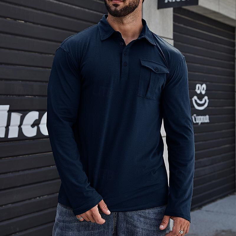 Herre Langærmet Poloshirt med praktisk brystlomme og moderne snit Stilla
