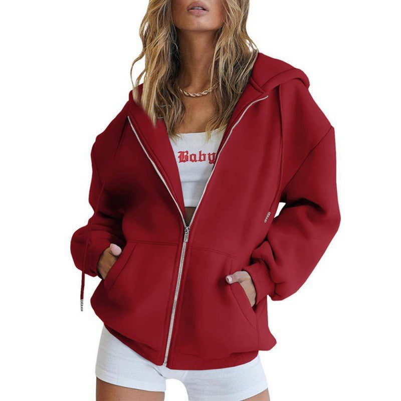 Dame oversized hoodie jakke med praktiske lommer Skovae