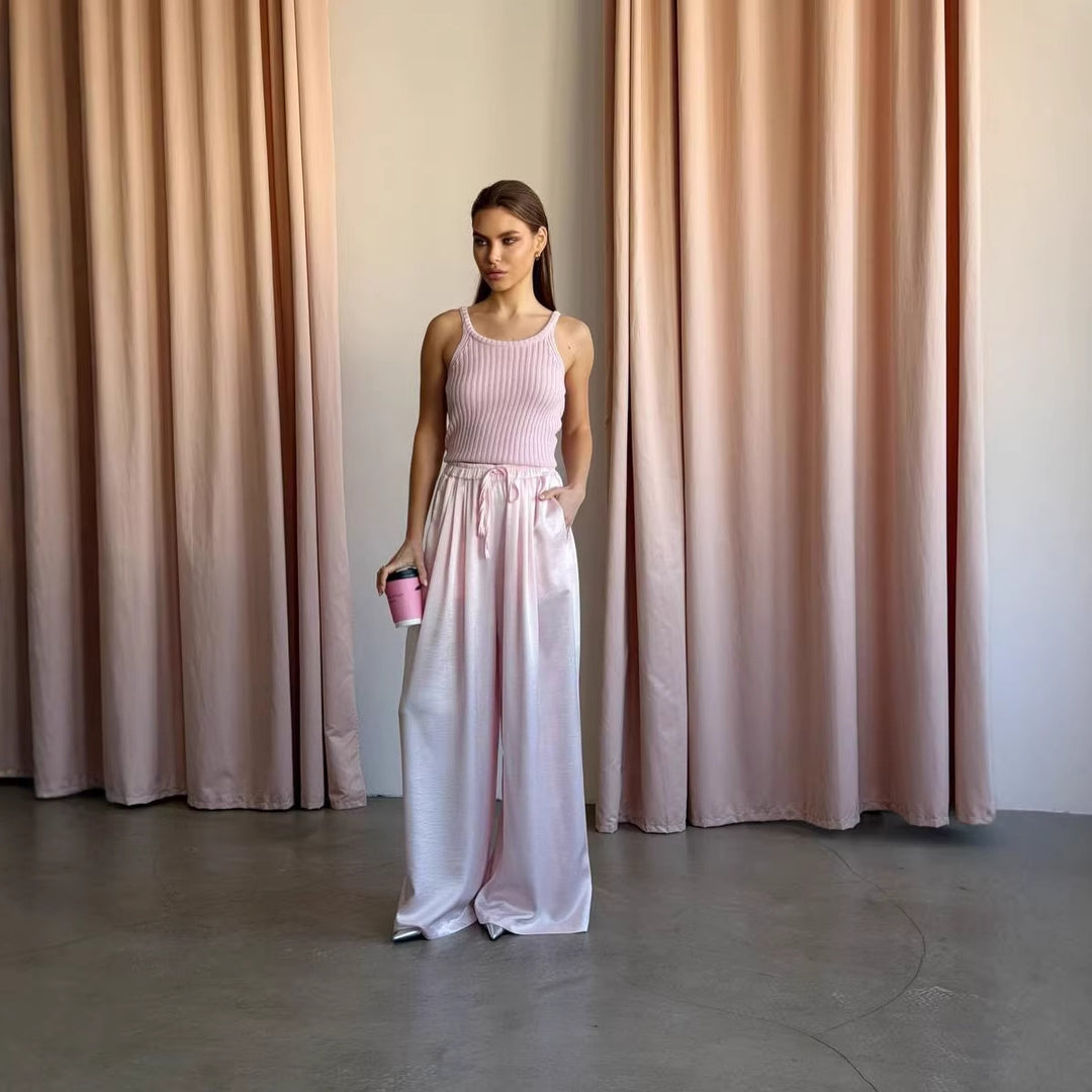 Kvinders elegante brede satinbukser Stilla