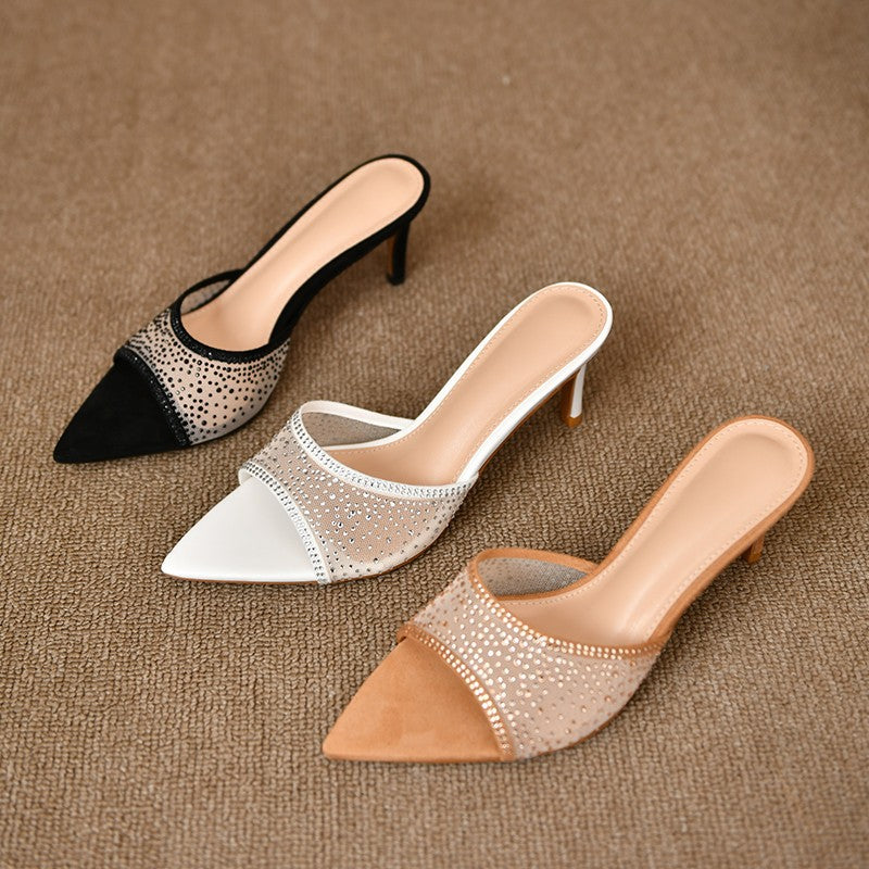 Dame Elegant Åben-Tå Hælsandal med Rhinestones Stilla