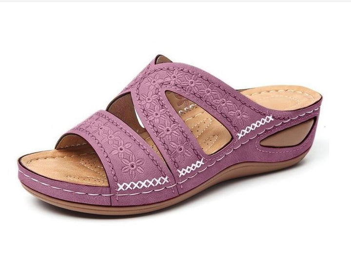 Dame Komfortable Wedge-sandaler med blomsterdetaljer og anatomisk fodseng Stilla