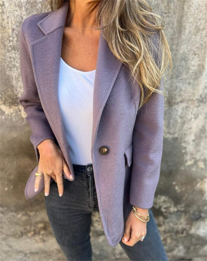 Dame Elegant Blazer med varmt fleece-stof og praktiske lommer Stilla