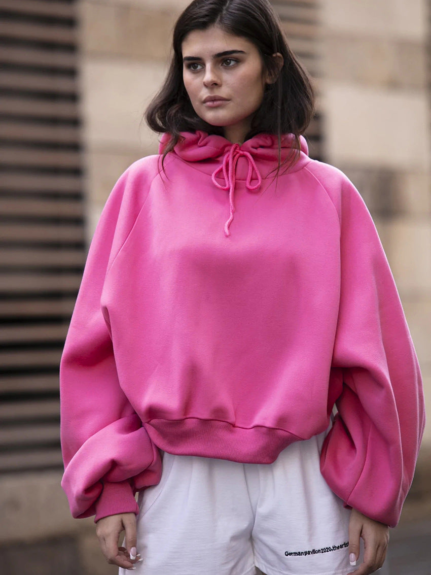 Dame Oversized Hoodie med høj krave og forbindelsessnøring Stilla