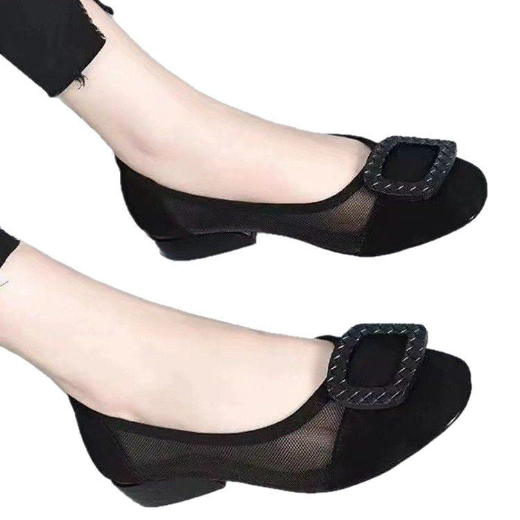 Dame elegante Ballerinas med fashionabel rem og dekorativ spænde Stilla