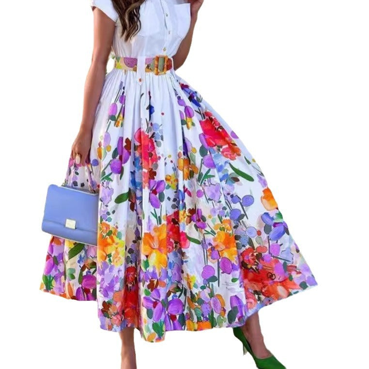 Dame Maxikjole med blomsterdesign Stilla
