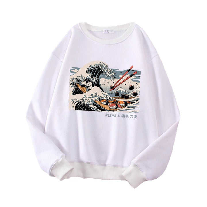 Kvindernes sweatshirt med kunstnerisk bølgedesign og komfortabel pasform Stilla