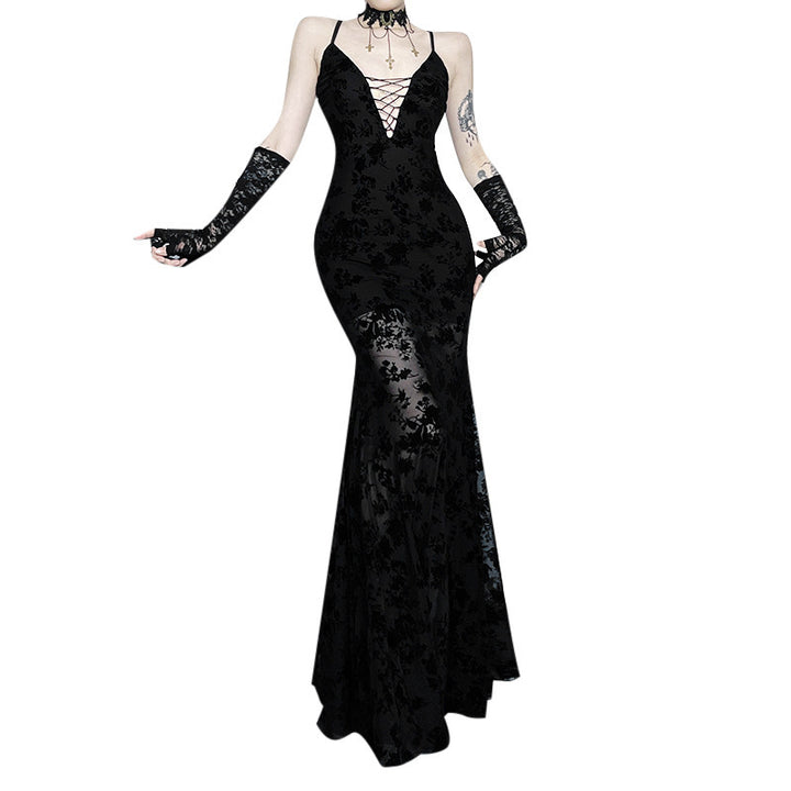 Dame Elegant Spids Cut Aftenkjole Stilla
