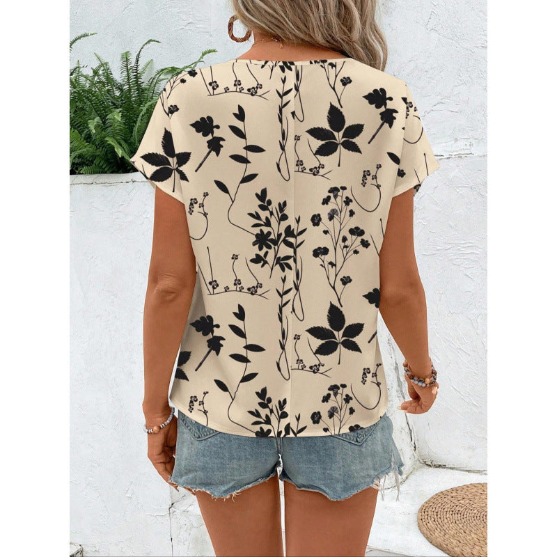 Femme Floral Print Afslappet Bluse Stilla