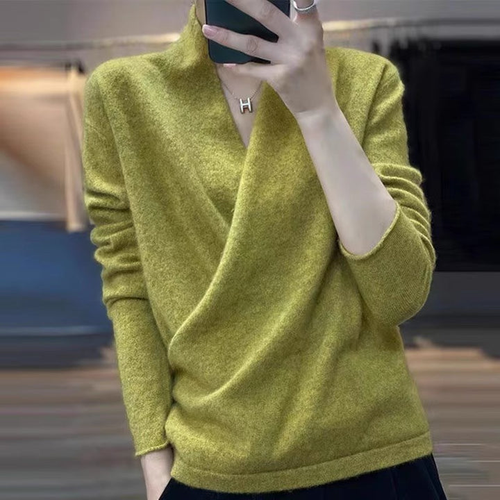 Dame omslagstrøje i blødt cashmere-mix Stilla