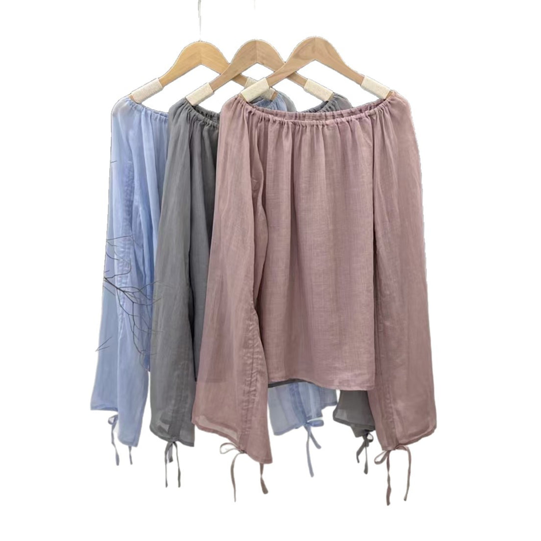 Dame Off-Shoulder Let Bluse med Justerbare Ærmer Stilla