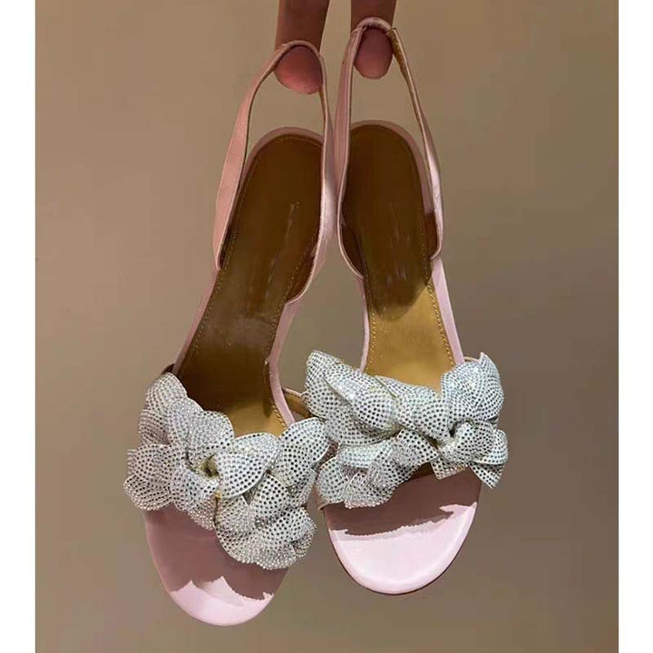 Femme Elegante Slingback-Højhælede med dekorativ rhinestone-knude Stilla