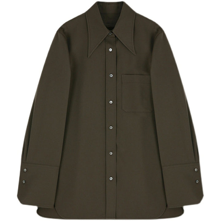Dame Oversized Bluse med moderne krave og praktisk brystlomme Stilla