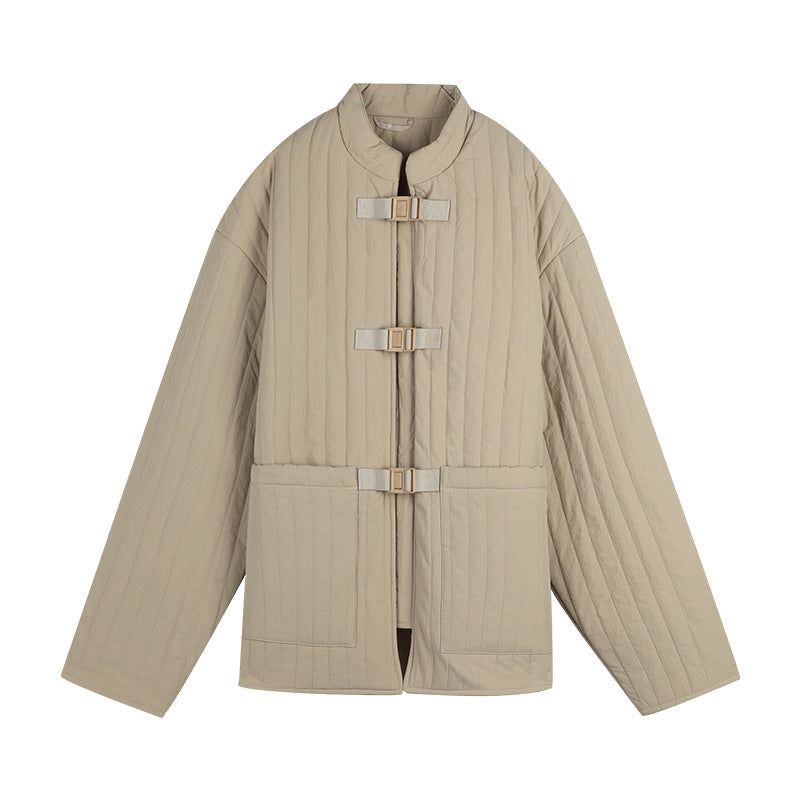 Dame quiltet overgangsjakke med høj krave og praktiske knapper Stilla