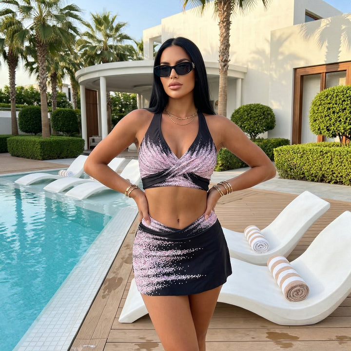 Dame Sporty Bikini-sæt med elegant indpakning nederdel Skovae