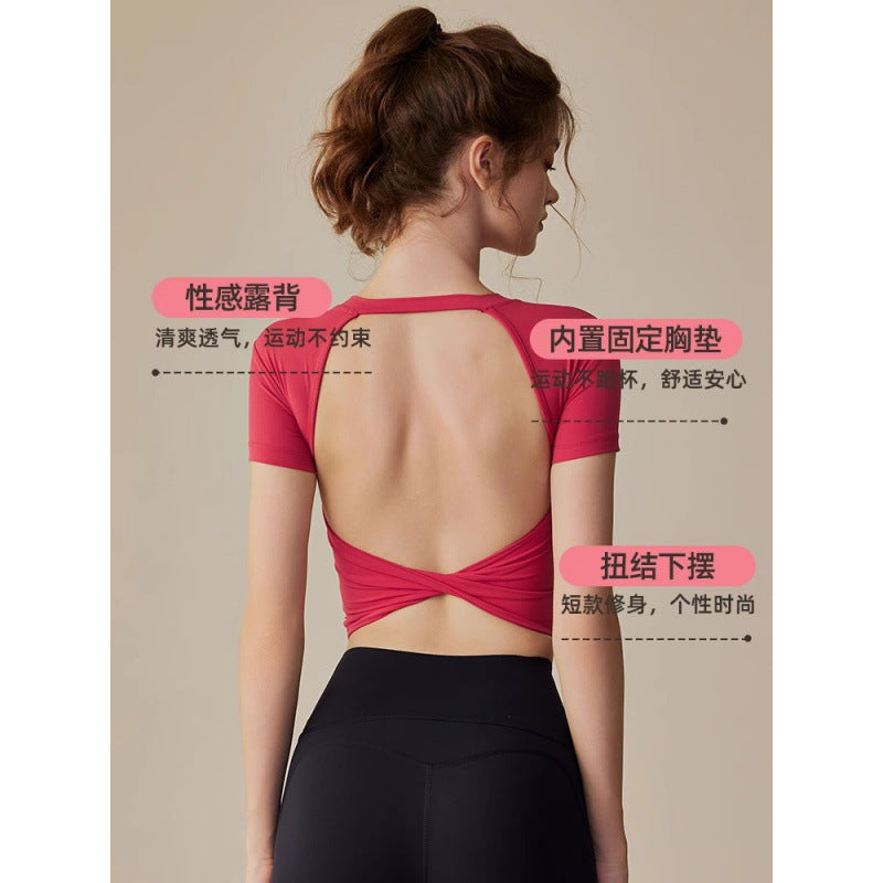 Dame Sporty Crop-Top med Vavdesign og åben ryg Stilla