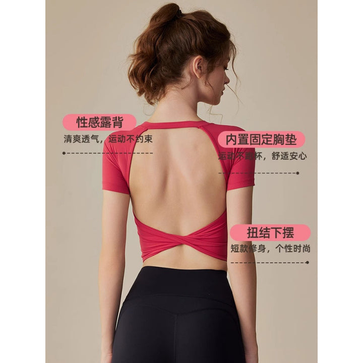 Dame Sporty Crop-Top med Vavdesign og åben ryg Stilla