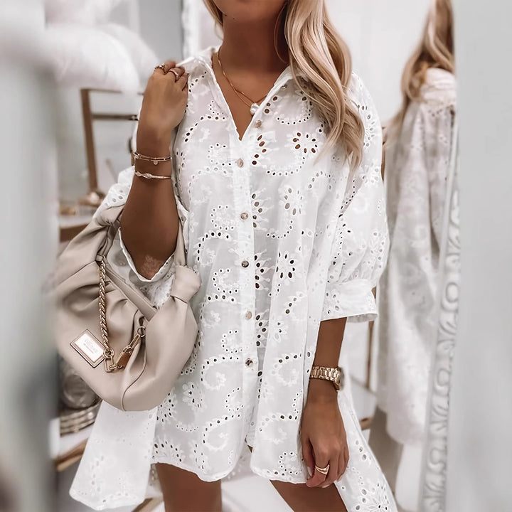 Damer casual blouse i cut-out stil Stilla