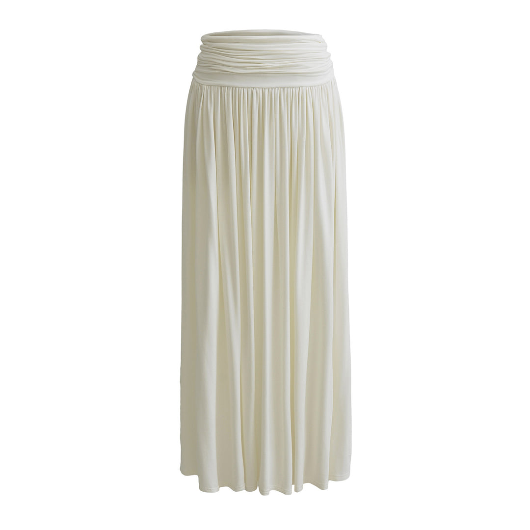 Dame maxiskørt med elegant rynke design og elastisk talje Stilla