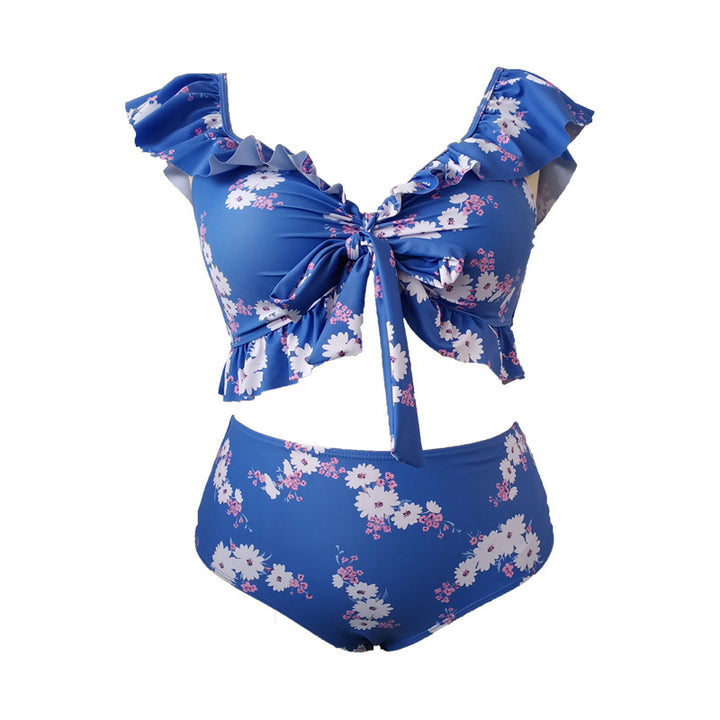 Dame bikini-sæt med legende ruffles design og blomster mønster Skovae