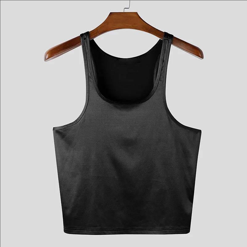 Dame nan tætsiddende glans-Tanktop med racerback og fin sømbehandling Skovae