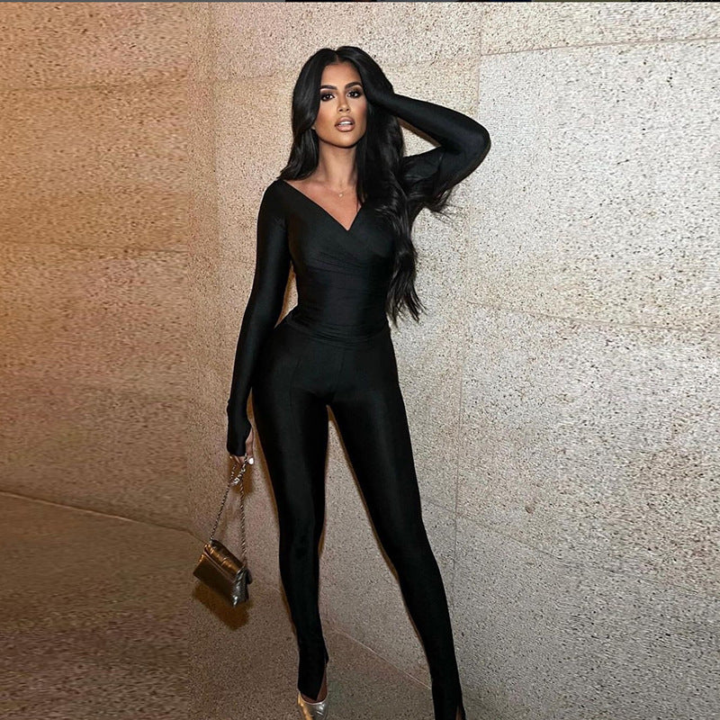Dame Elegant Bodysuit med indviklet design og lange ærmer Stilla