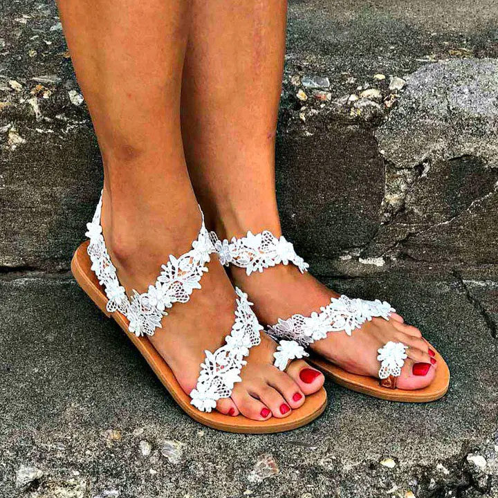 Dame toe separator sandaler med blomstret design og komfortabel sål Stilla