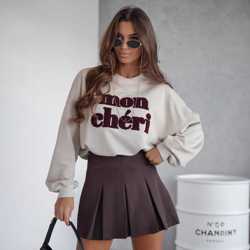 Kvinders Mode Sweater og Plisseret Skirt Sæt Stilla
