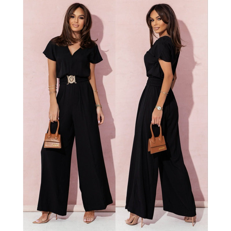 Dame Elegant Jumpsuit med Bælte Detalje Stilla