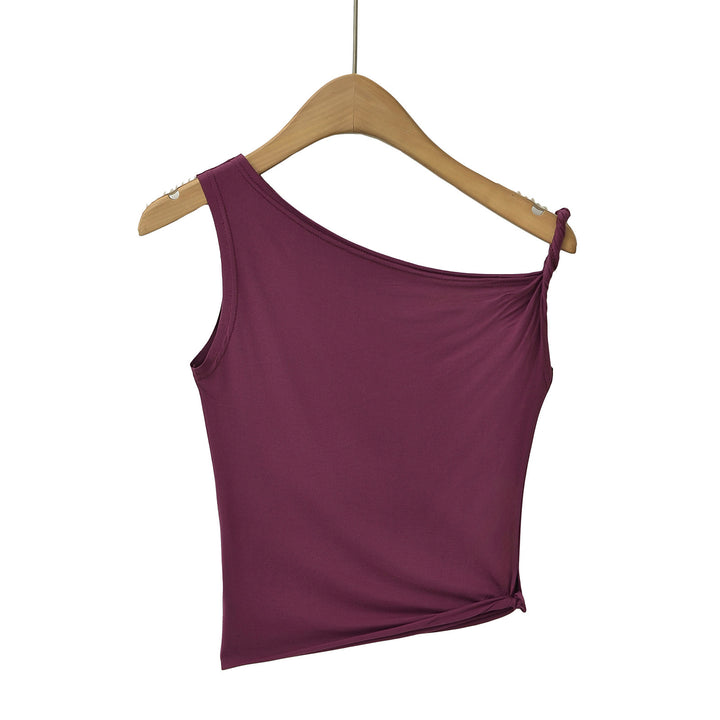 Dame asymmetrisk top med én skulderdesign og moderne draperingsdetaljer Stilla