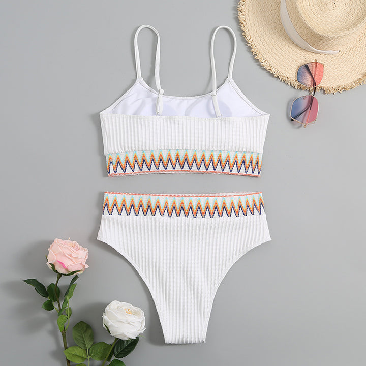 Dame integreret bikini sæt med geometrisk mønster Skovae