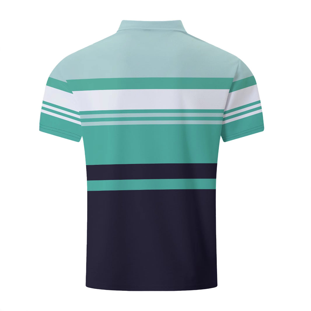 Herre poloshirt med moderne stribemønster og funktionelt design Stilla