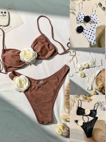 Dame bikini-sæt med legende blomsterdetalje Skovae