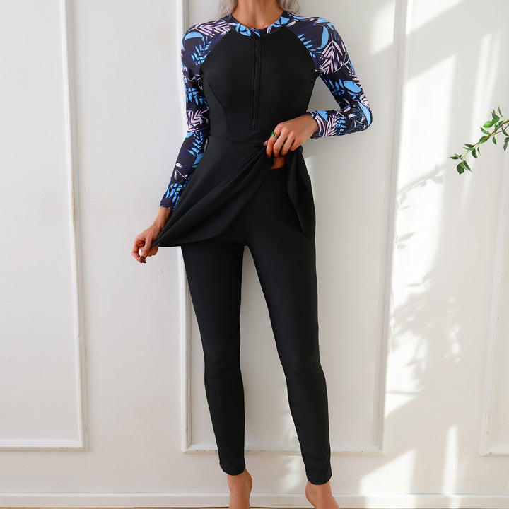 Dame Fashion Langærmet badedragt med asymmetrisk skæring Skovae