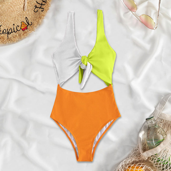 Dame triangel-bikini-sæt med justerbart knudedesign Skovae