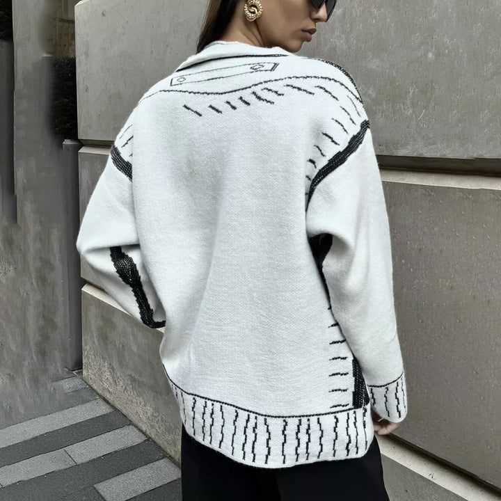 Dame casual cardigan med grafisk mønster Stilla