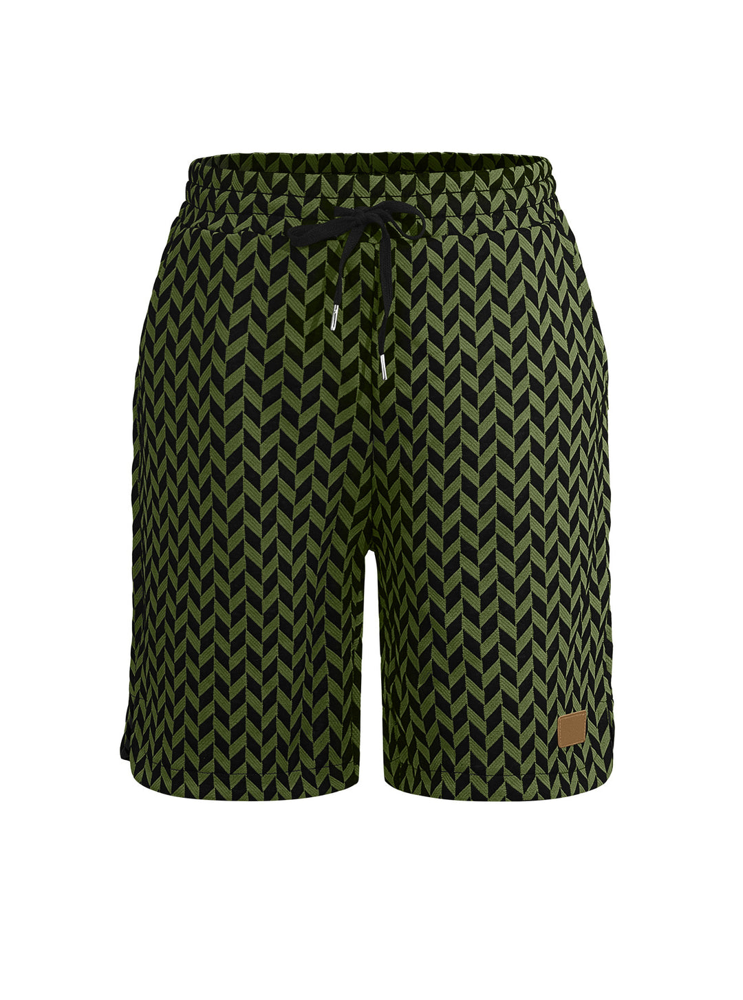 Dame nan Jacquard-Shorts med elastisk komfortliv, snøre og fiskebensmønster Skovae