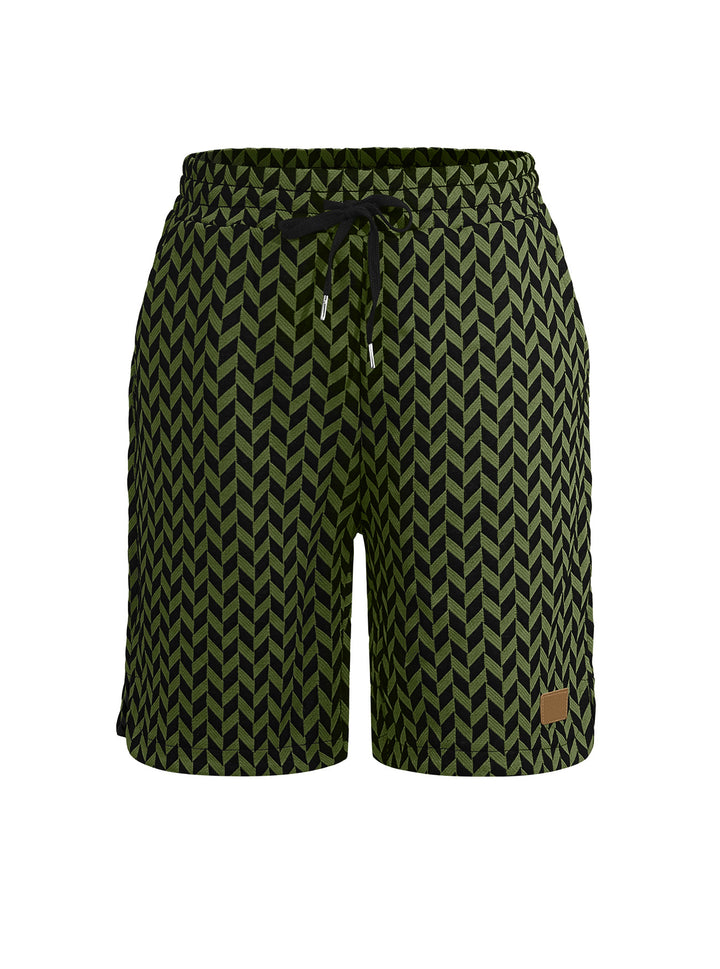 Dame nan Jacquard-Shorts med elastisk komfortliv, snøre og fiskebensmønster Skovae