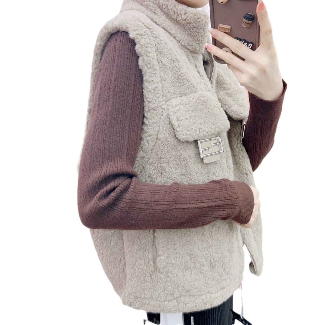Dame vest med fleece-textur og praktiske lommer Stilla