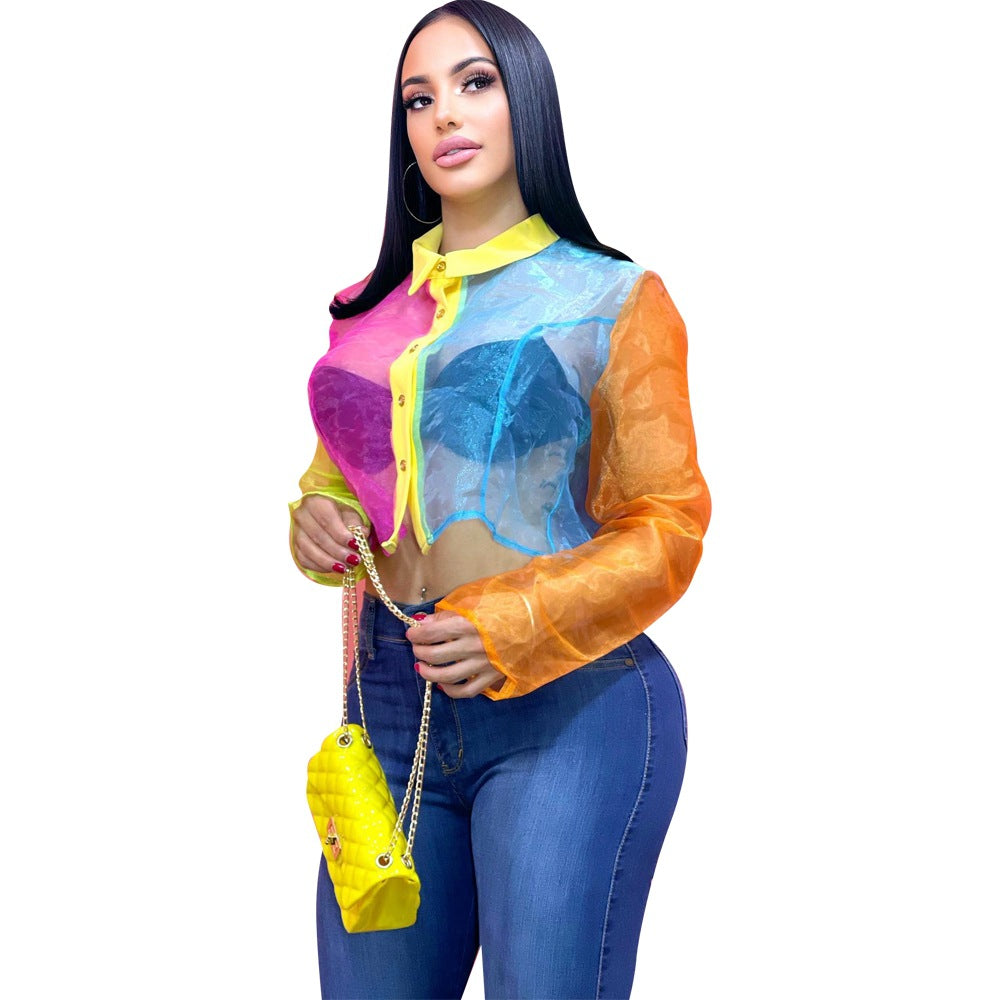 Dame Transparent Bluse i moderne Farvespil Stilla