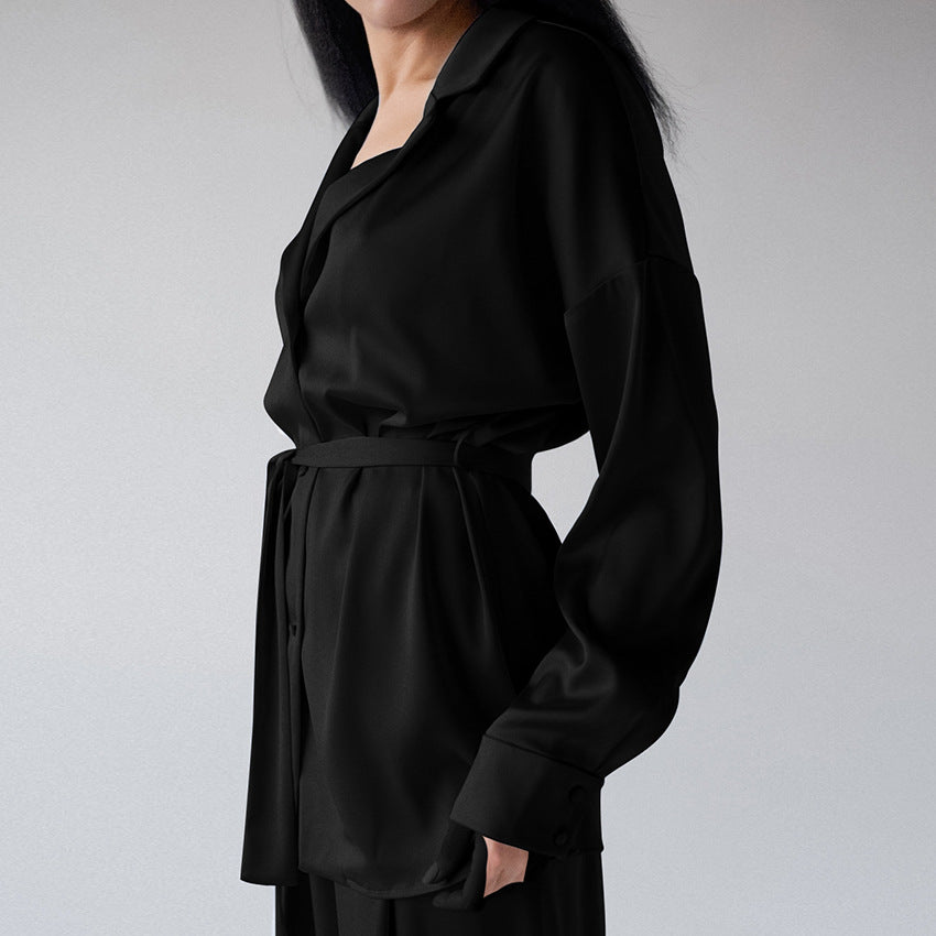 Dame Satin Pyjamas Sæt med elegante knapdetaljer og komfortabel pasform Stilla